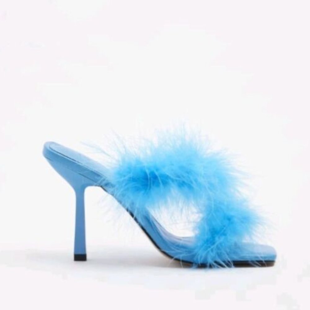 Blue Feather Heels